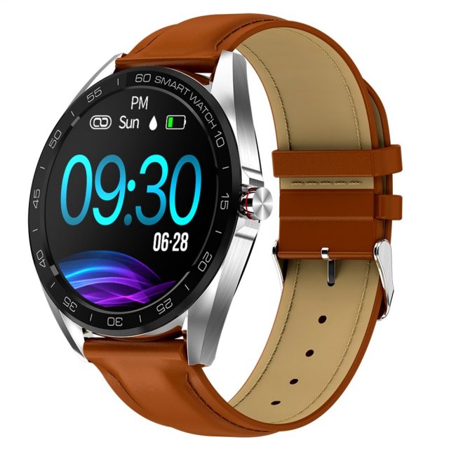 Large Round Smart Wristband with Leather Band